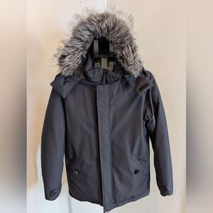 WANTDO - Parka Jacket/Coat with faux fur-lined hood, Navy Blue, Boys 14-16